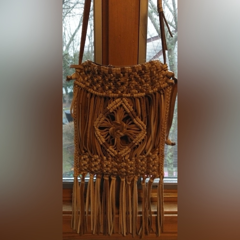 Lucky Brand Leather Macrame Cross Body Bag